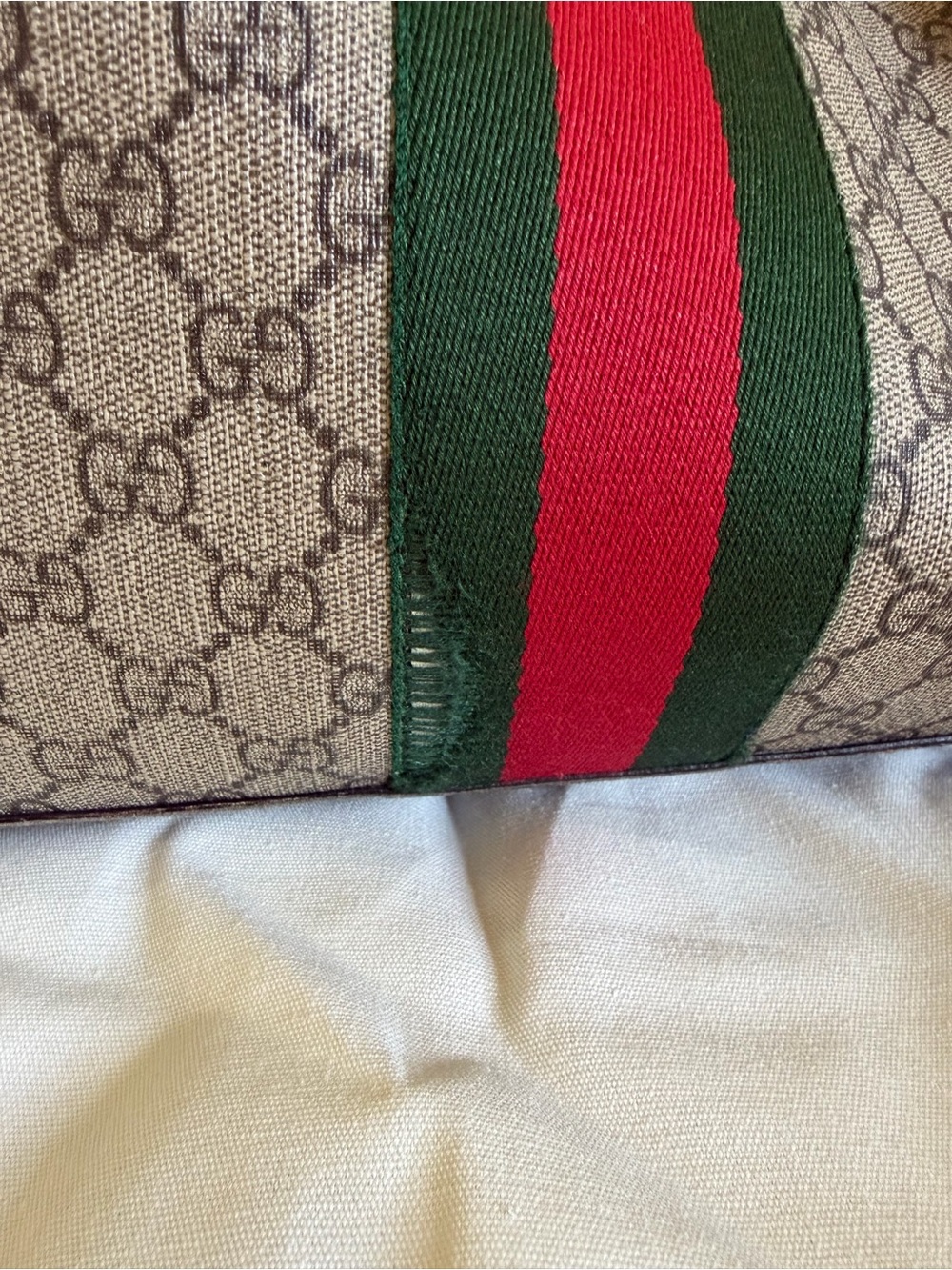 Gucci GG Ophidia Canvas Tote with Brown Trim and Classic Green-Red Web - Picture 3 of 9